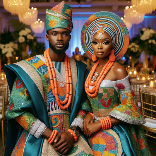 A vibrant scene of a traditional Hausa wedding ceremony taking place in Atlanta.