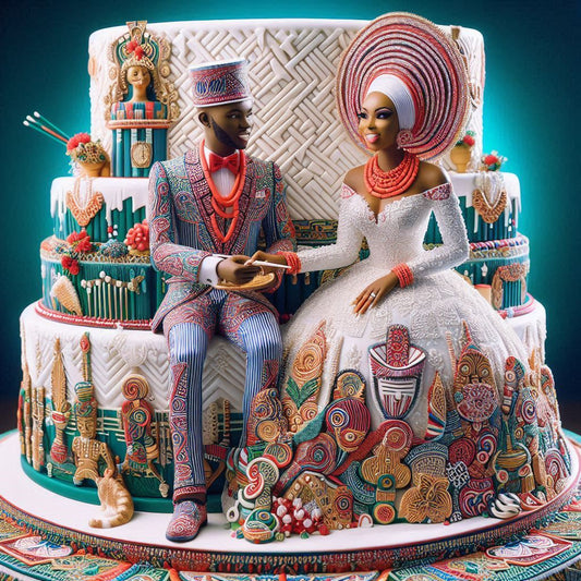 A beautifully decorated Nigerian wedding cake.