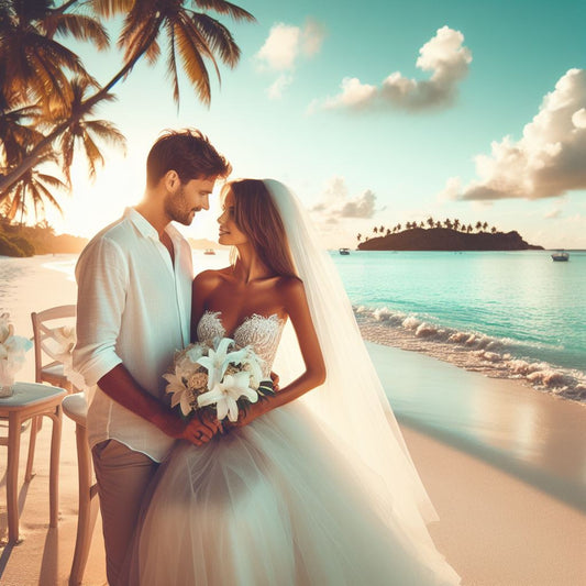A stunning Caribbean wedding setup with a beach chic theme.