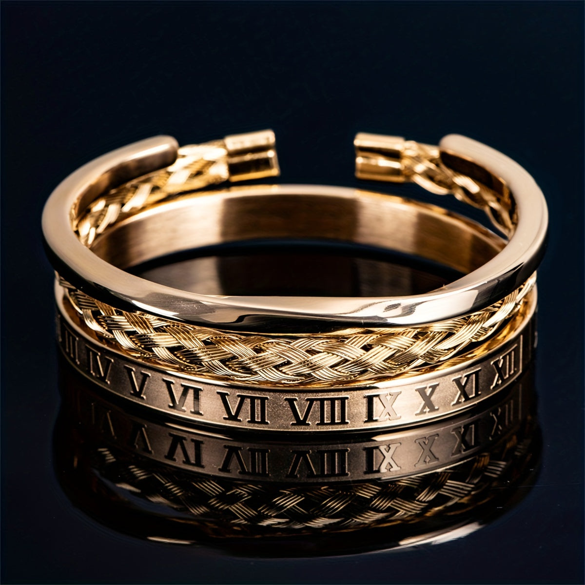 Punk stainless steel bracelet set, Hip hop jewelry for men, Urban fashion accessories, Stylish stainless steel bracelets, Statement bracelets for men