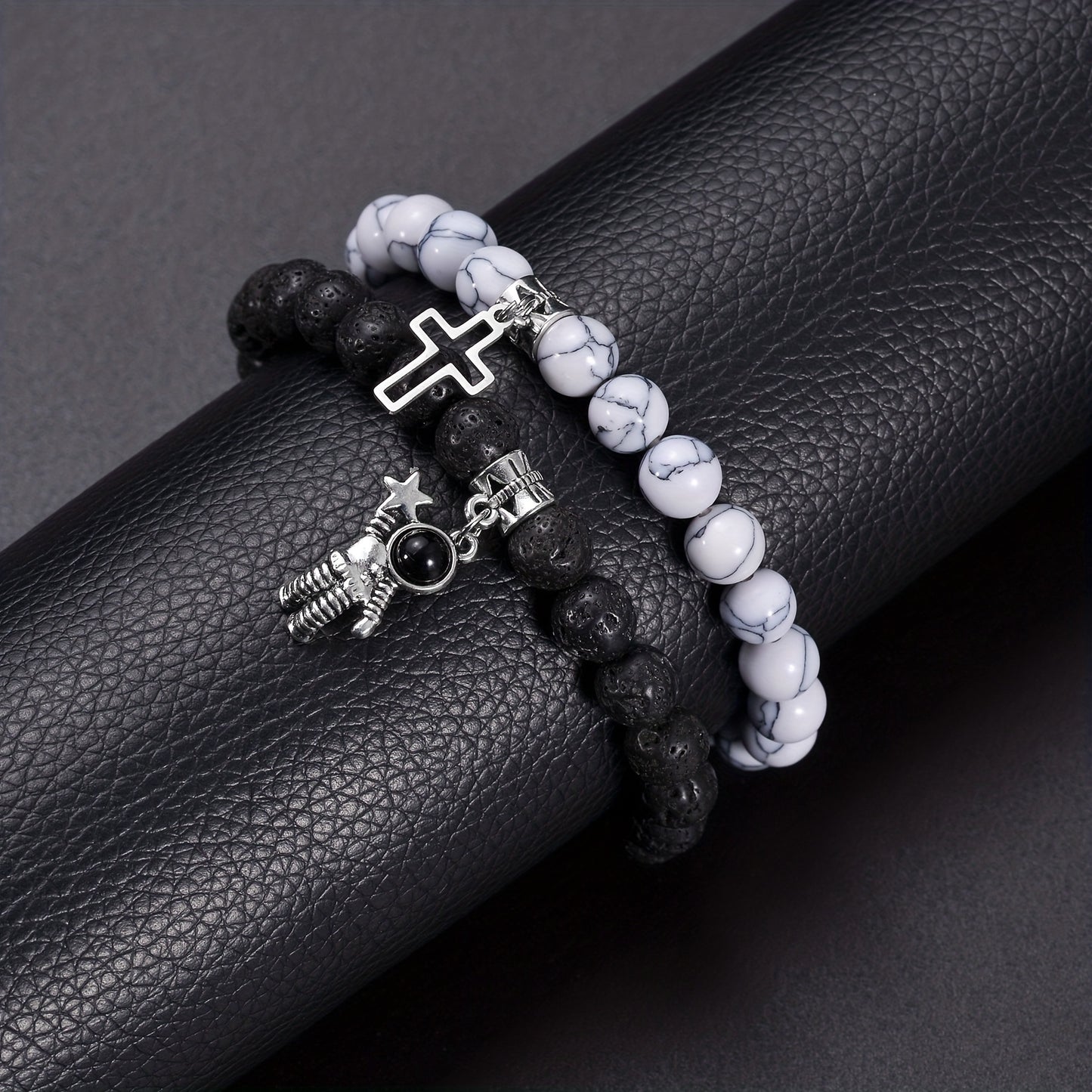 Cross and Astronaut Pendant Bracelets
