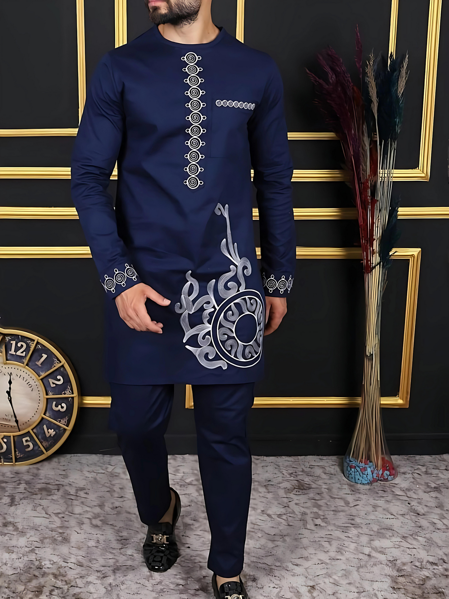African men's 2-piece set, Dashiki top and pants, Traditional African outfit, Men's ethnic wear, African clothing ensemble
