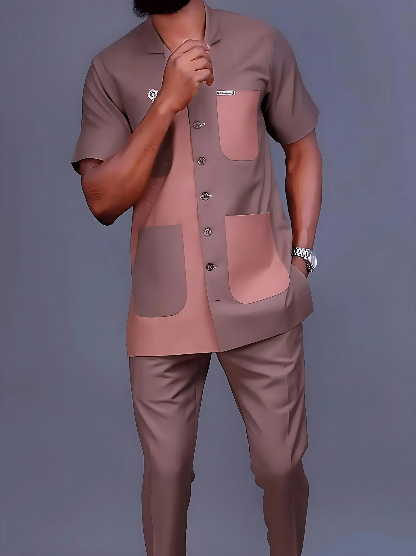 African Men's Kaftan in Grey