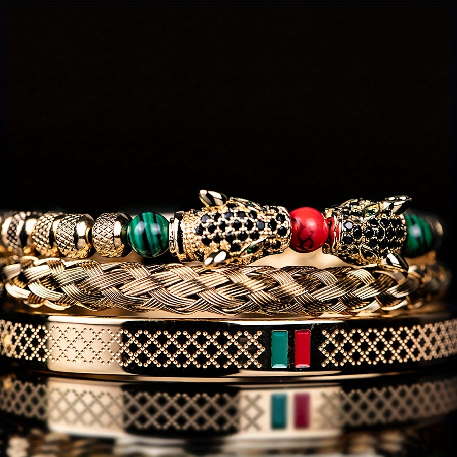 Double Leopard Head Bracelet