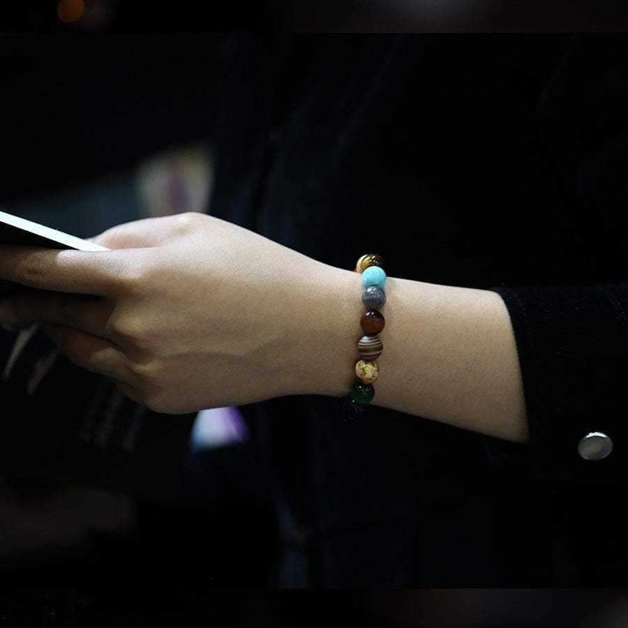 Eight Planets Beaded Bracelet for Men | Black