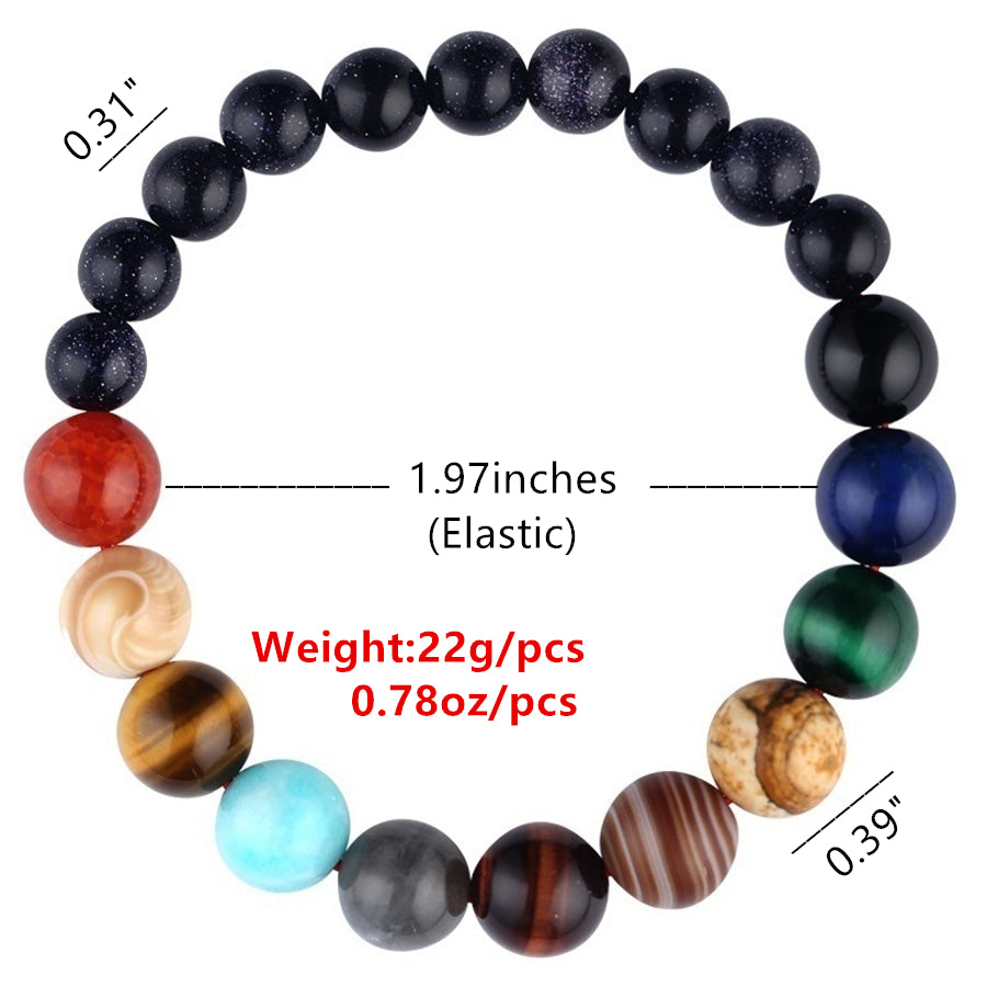 Eight Planets Beaded Bracelet, Solar System Bracelet, Celestial Jewelry, Natural Stone Bracelet