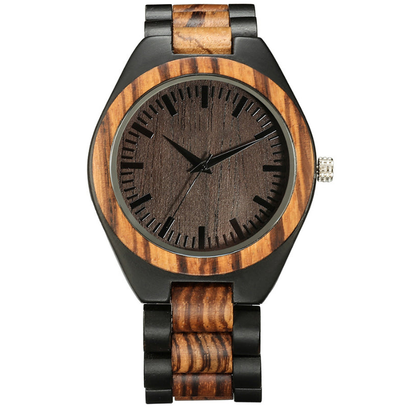 Men's Analog Quartz Watch, Wooden Strap Watch, Eco-Friendly Timepiece, Men's Fashion Accessory, Round Dial Watch