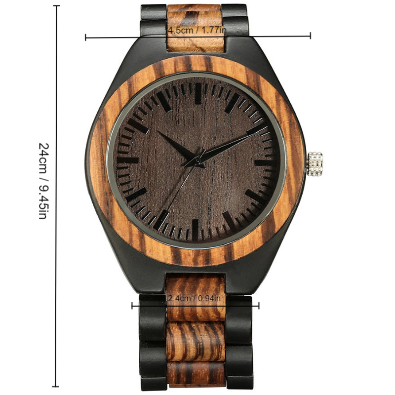 Men's Analog Quartz Watch, Wooden Strap Watch, Eco-Friendly Timepiece, Men's Fashion Accessory, Round Dial Watch