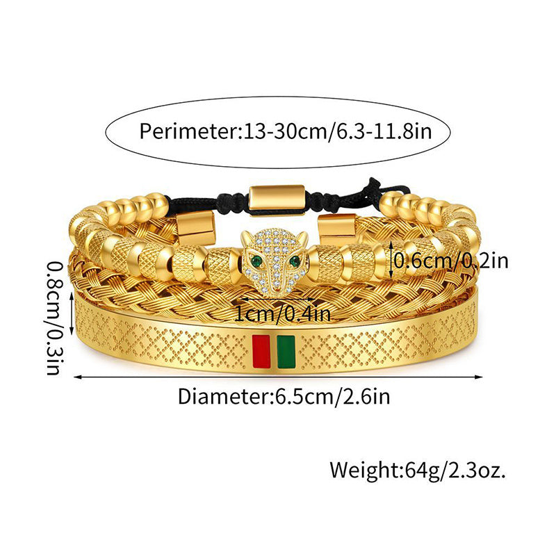 Stainless Steel Cheetah Bracelet, Men's Golden Jewelry, Adjustable Fashion Accessory