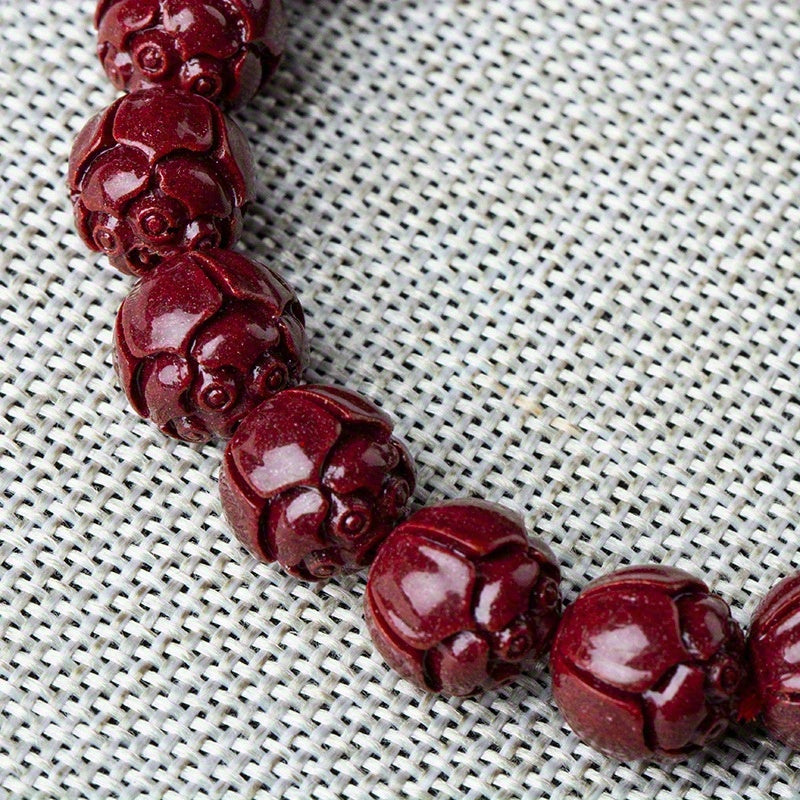 Natural Cinnabar Bead Bracelet, Red Bead Bracelet, Handcrafted Men's Bracelet, Fashion Accessory for Men