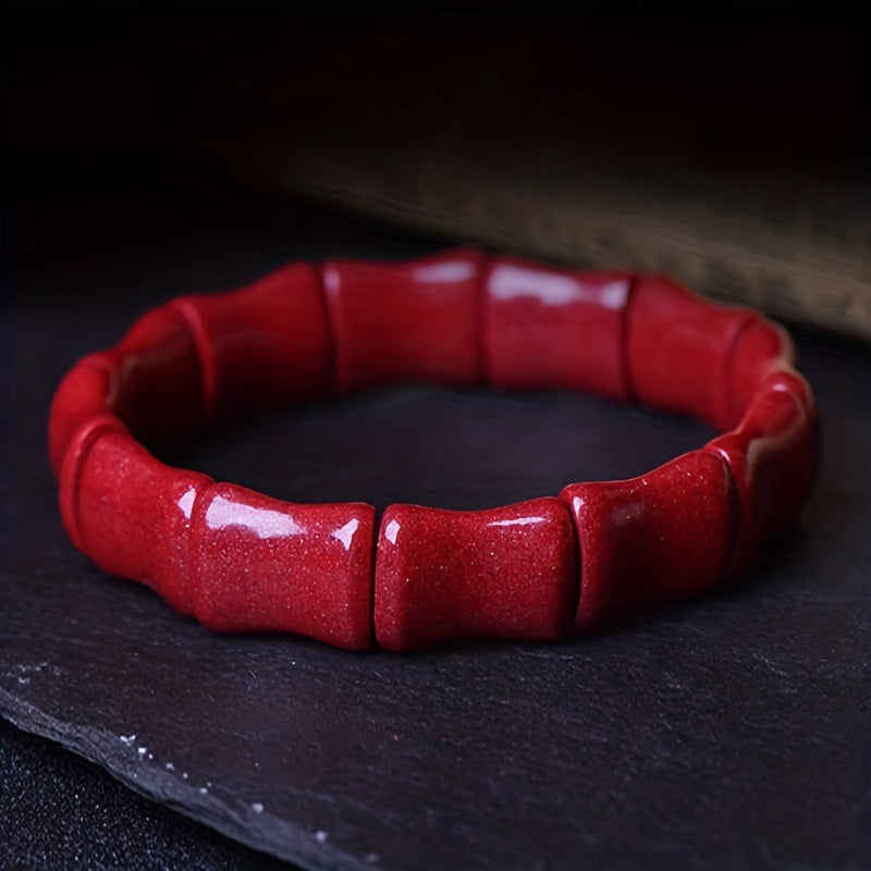 Cinnabar Bamboo Hand Sign Bracelet, Unique Jewelry Gift, Healing Energy, Trendy Fashion