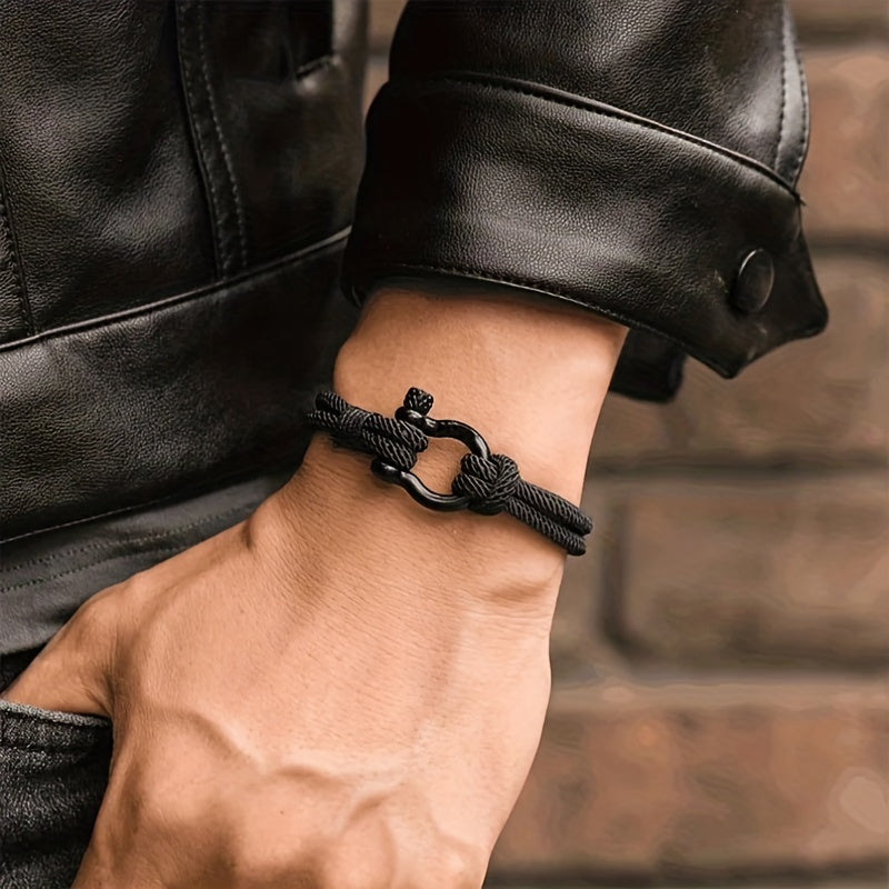 Modern Braided Faux Leather Bracelet for Men | Black