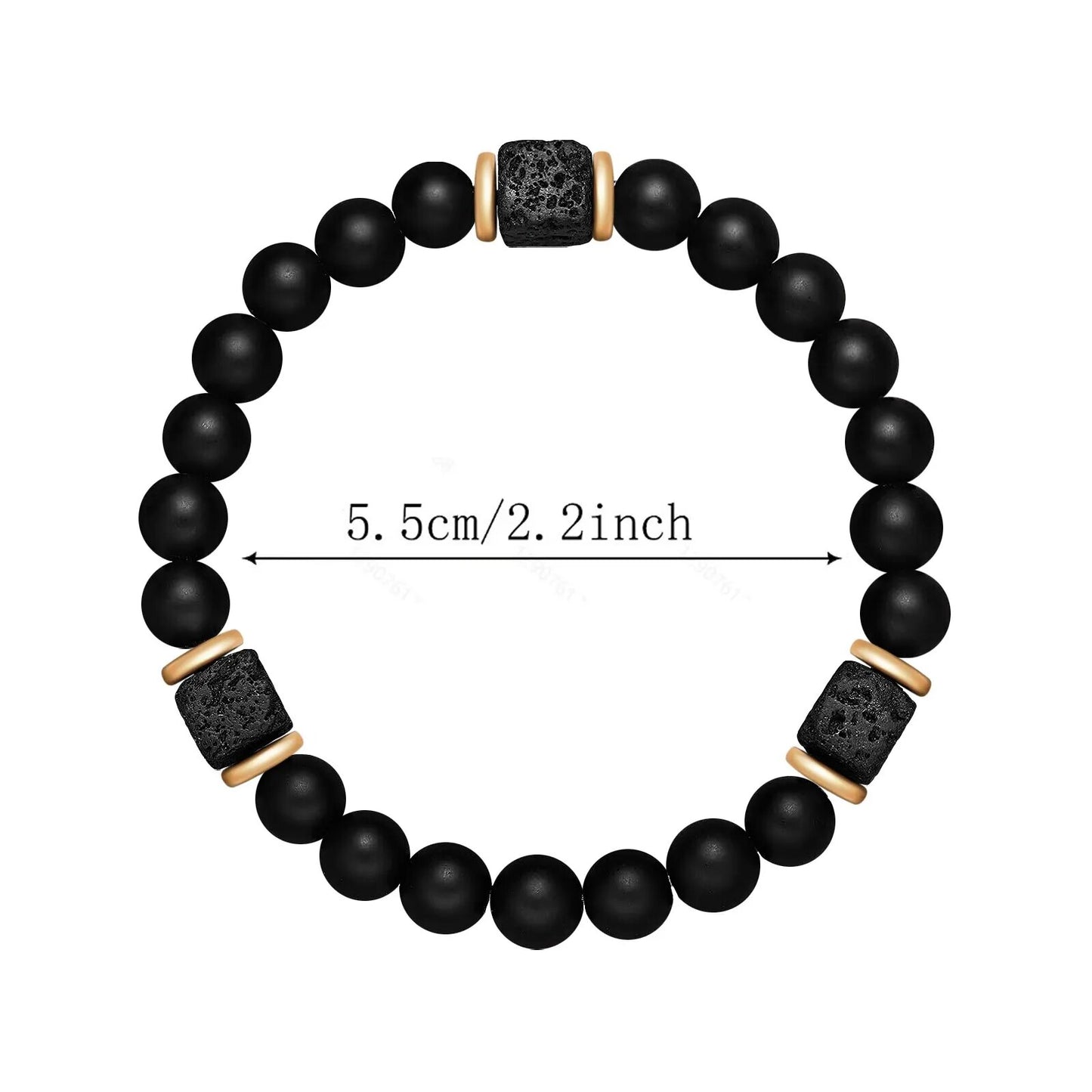 Men's Matte Black Onyx and Cube Lava bracelet