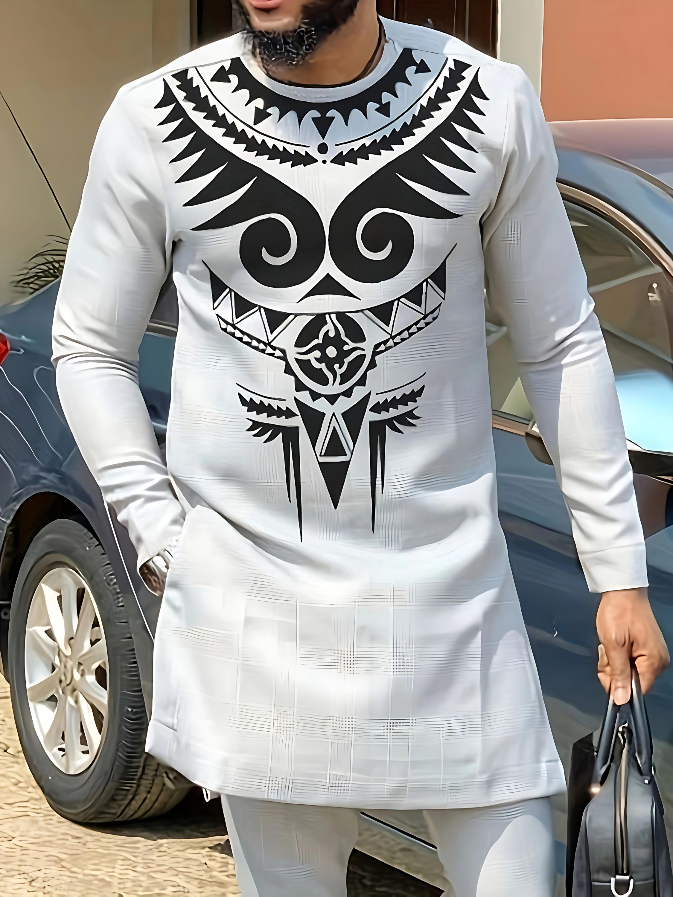 African Mens Senator Wear Kaftan | Light Cyan