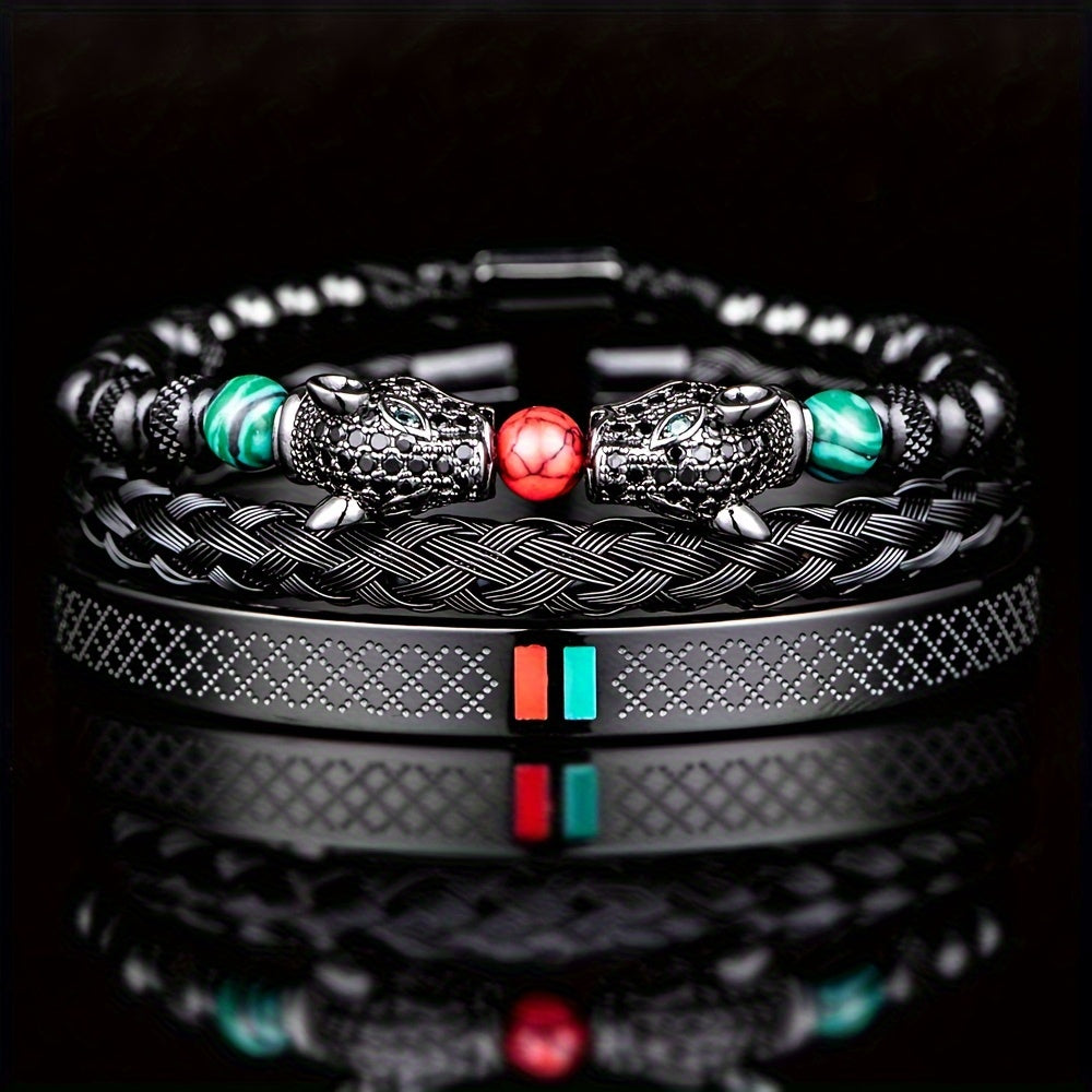 Double Leopard Head Bracelet
