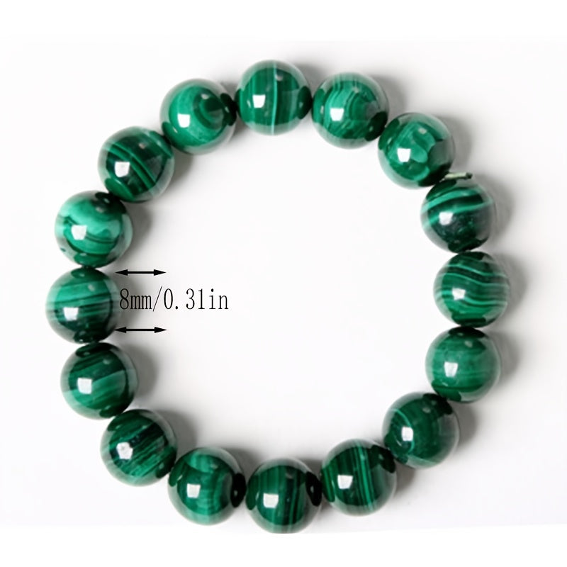 Synthetic Malachite and Quartz Stone Men's Bracelet