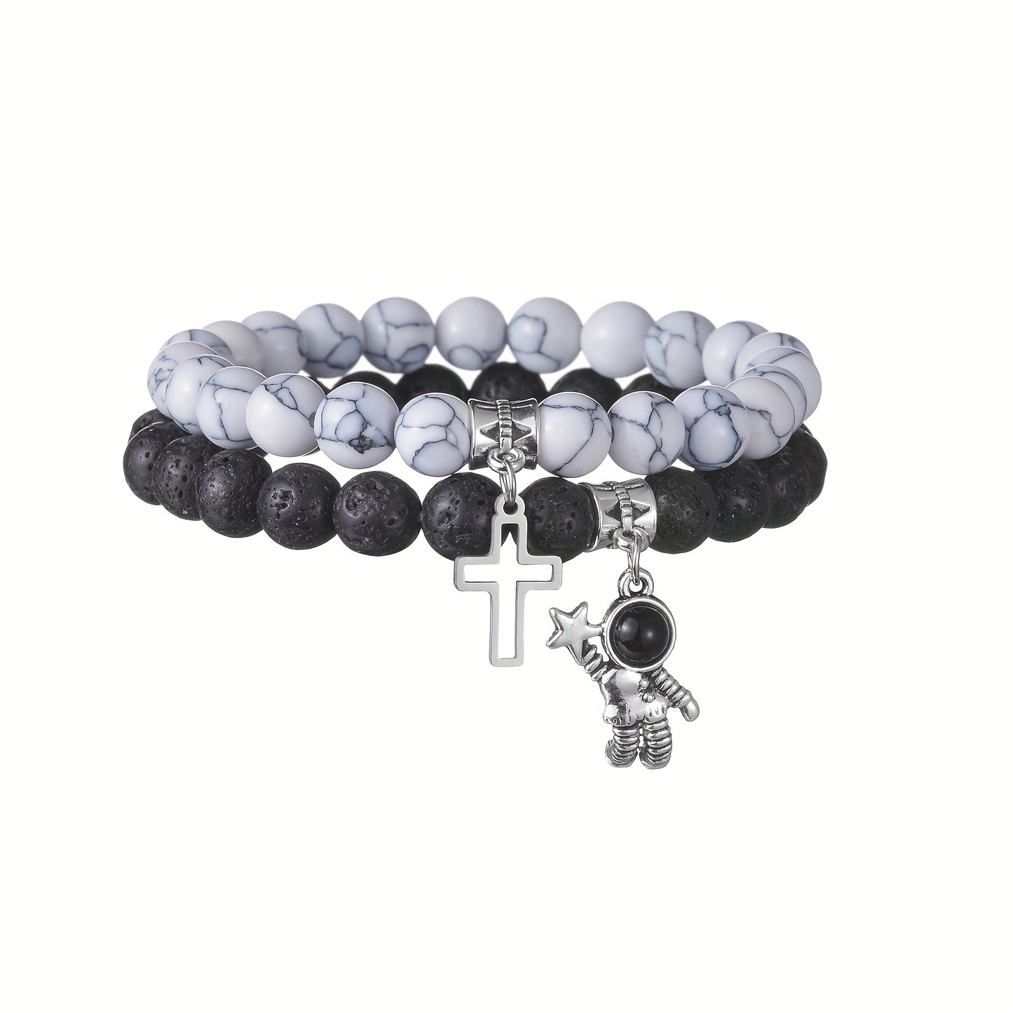 Cross and Astronaut Pendant Bracelets
