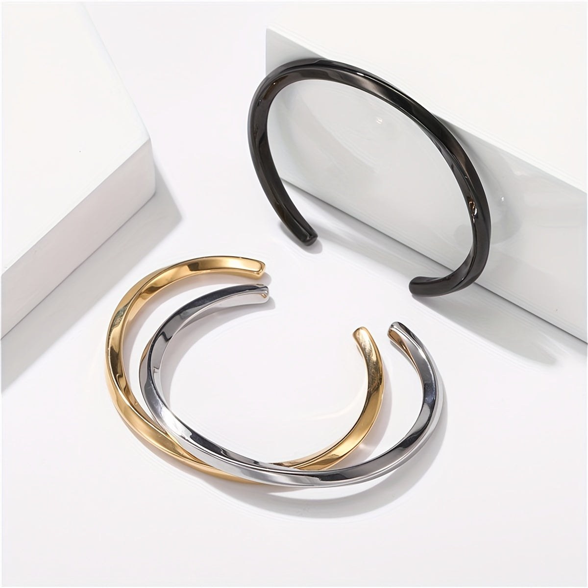 Punk stainless steel bracelet set, Hip hop jewelry for men, Urban fashion accessories, Stylish stainless steel bracelets, Statement bracelets for men