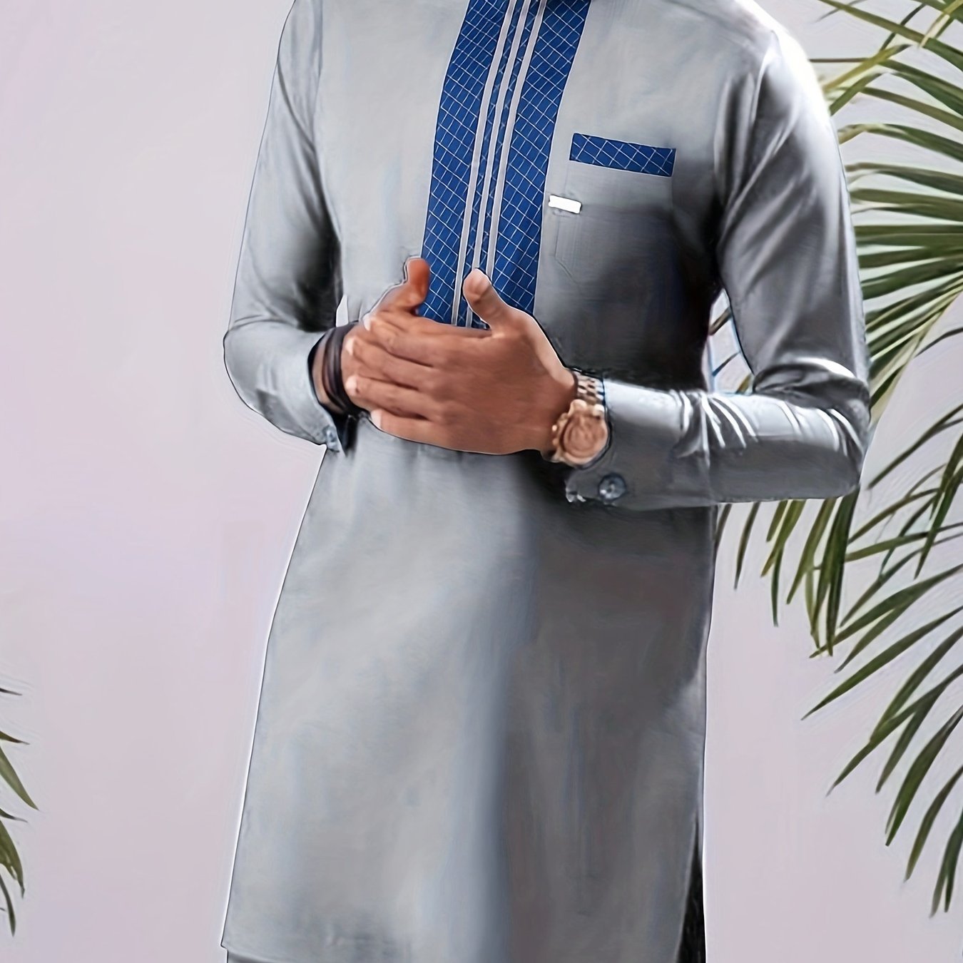 African Mens Senator Wear Kaftan | Light Grey