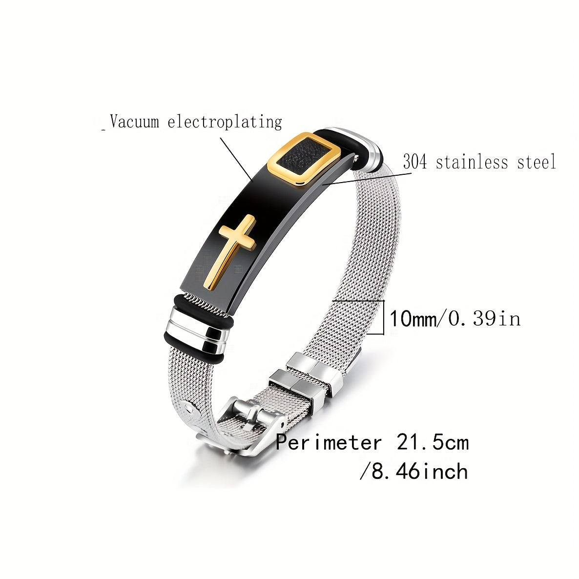 sleek cross titanium steel bracelet for men