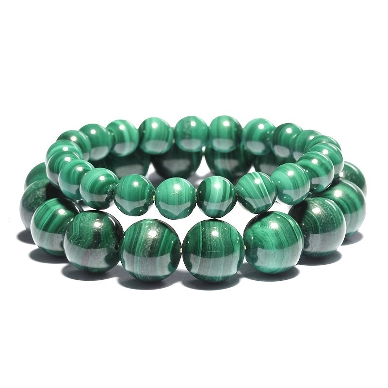 Synthetic Malachite and Quartz Stone Men's Bracelet
