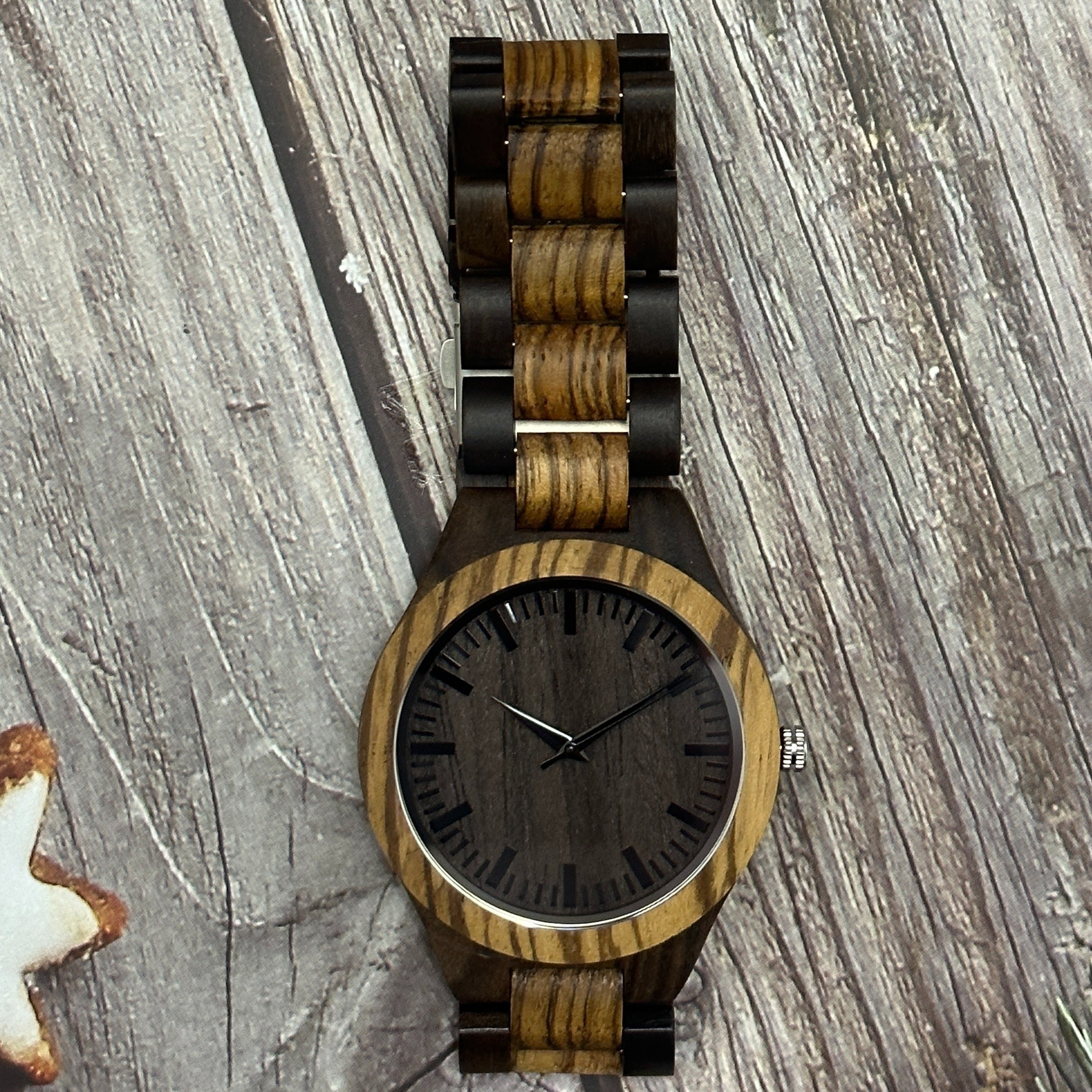 Analog Quartz Wooden Strap Watch for Men | Black Style