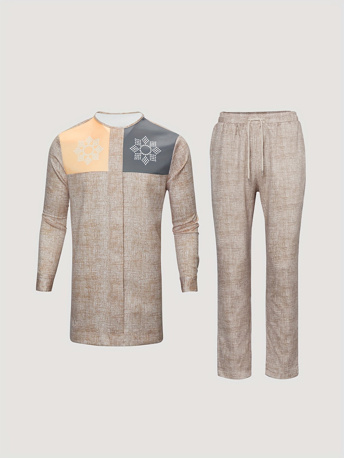 African Men's Geometric Pattern Kaftan