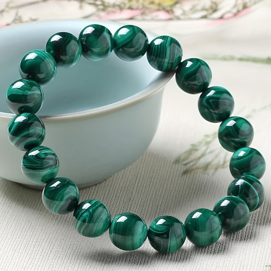 Synthetic Malachite and Quartz Stone Men's Bracelet