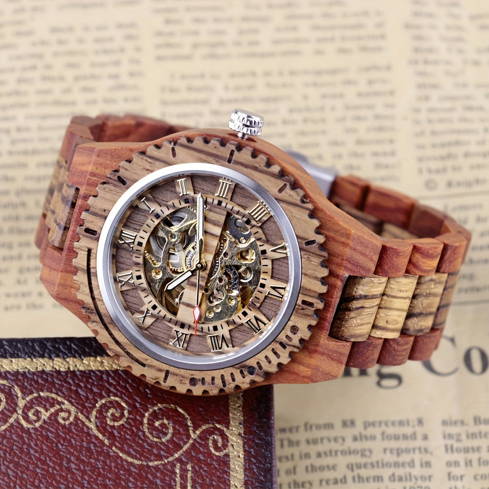 Business Red Wood Men's Watch