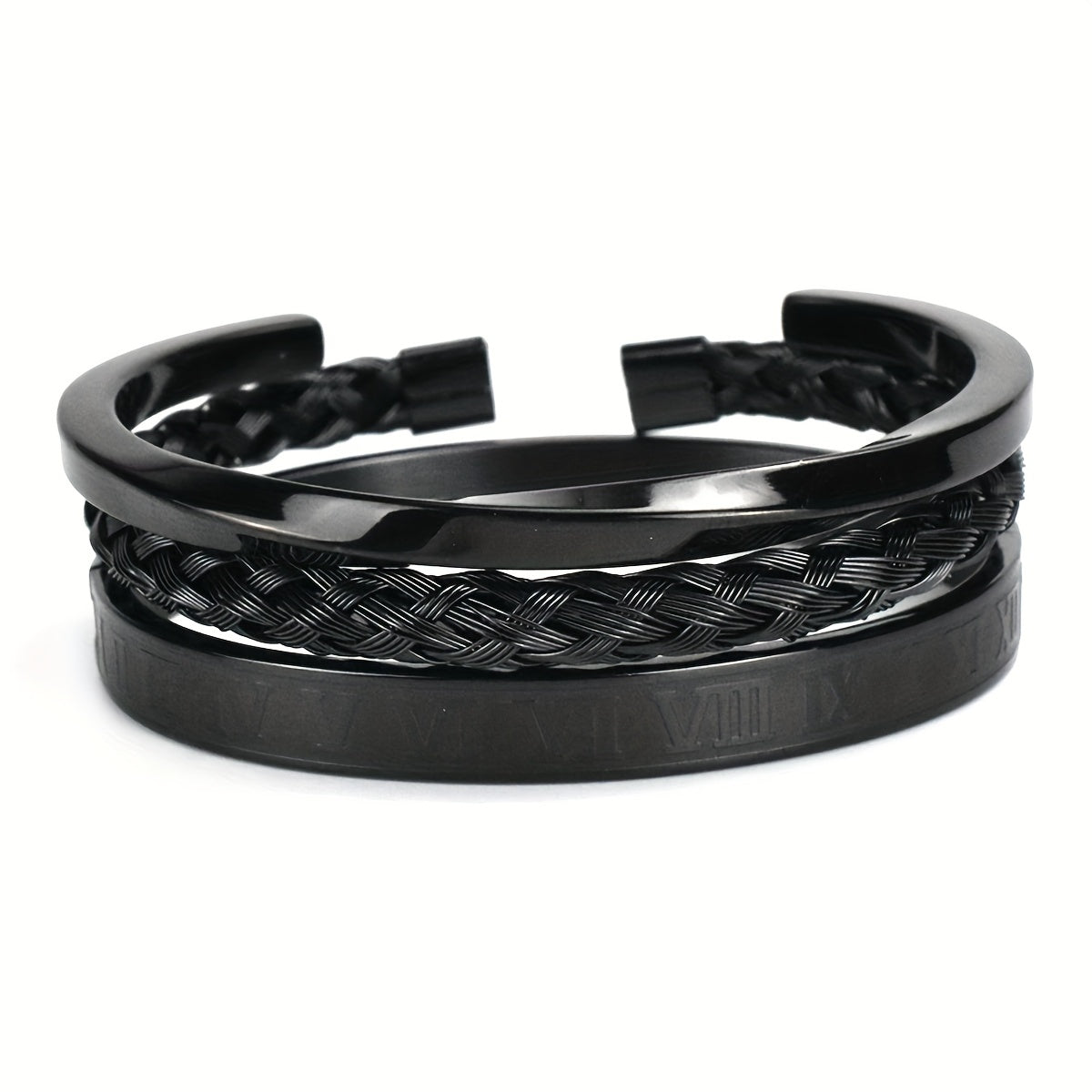 Punk stainless steel bracelet set, Hip hop jewelry for men, Urban fashion accessories, Stylish stainless steel bracelets, Statement bracelets for men