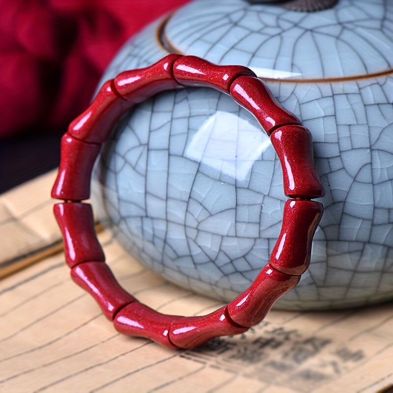 Cinnabar Bamboo Bracelet for Men and Women | Red