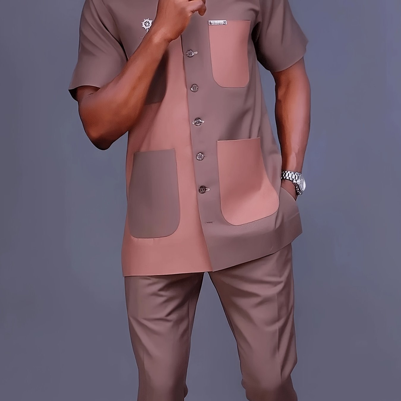 African Men's Kaftan in Grey