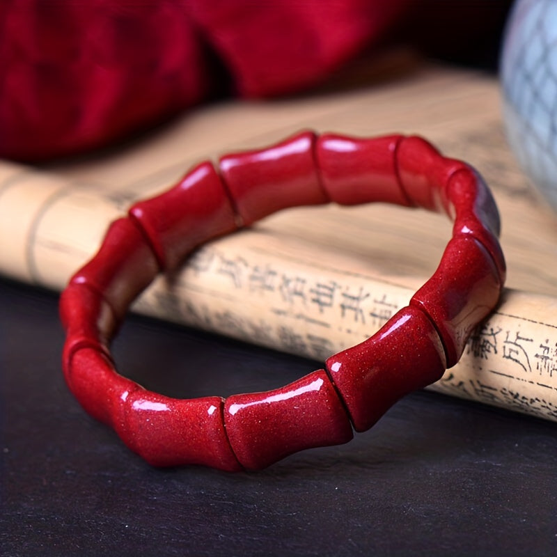 Cinnabar Bamboo Hand Sign Bracelet, Unique Jewelry Gift, Healing Energy, Trendy Fashion