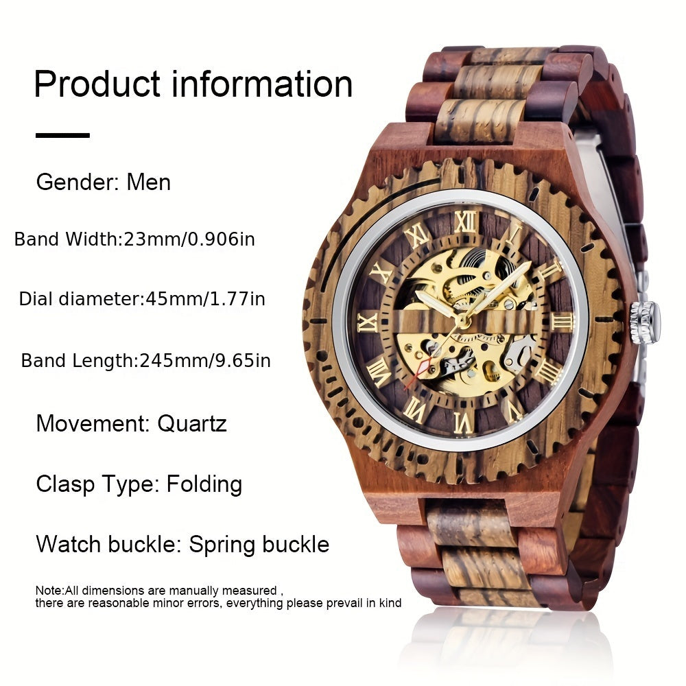 Mechanical Automatic Wooden Timepiece