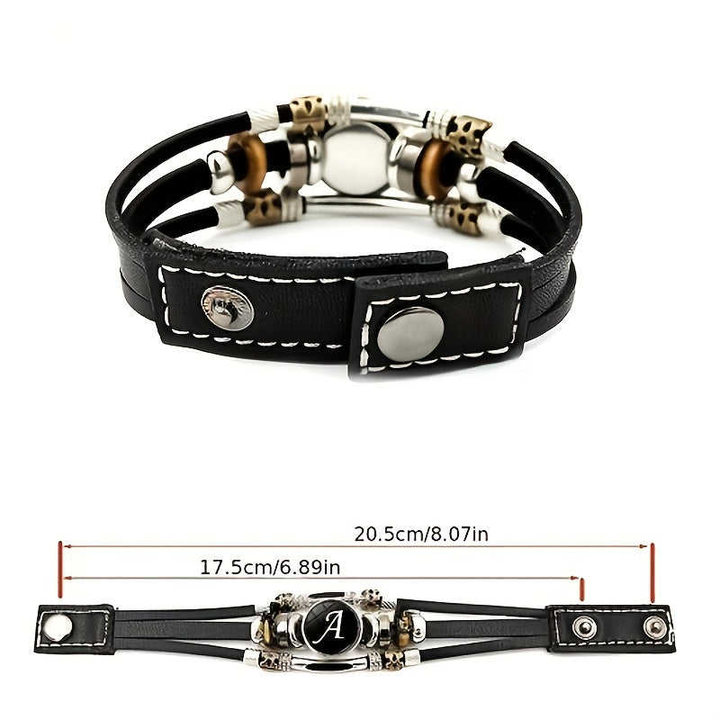 Multilayer Braided Alphabet Bracelet for Men | Black
