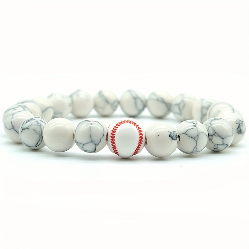 Handmade Basketball Beaded Men's Sports Bracelet for Men | Black & White