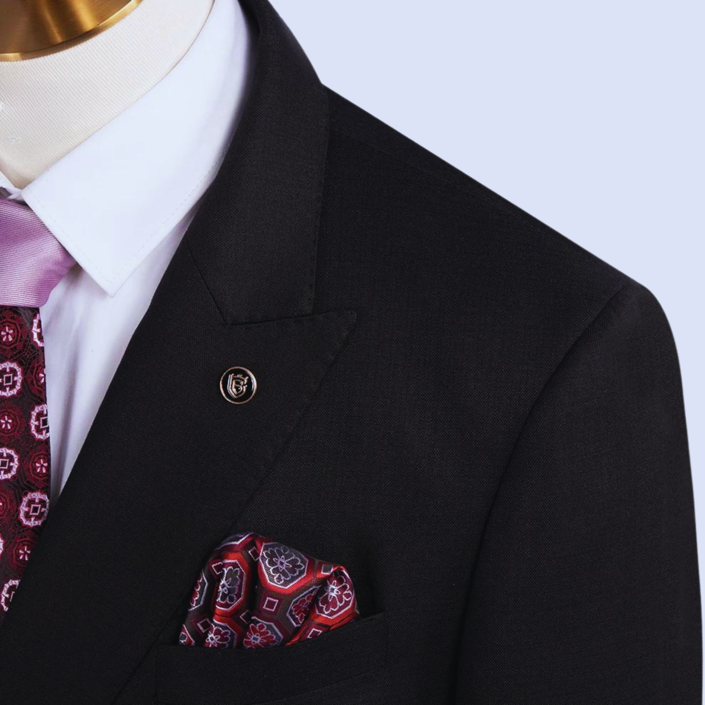 Luxury Notch Lapel Suit Black 1