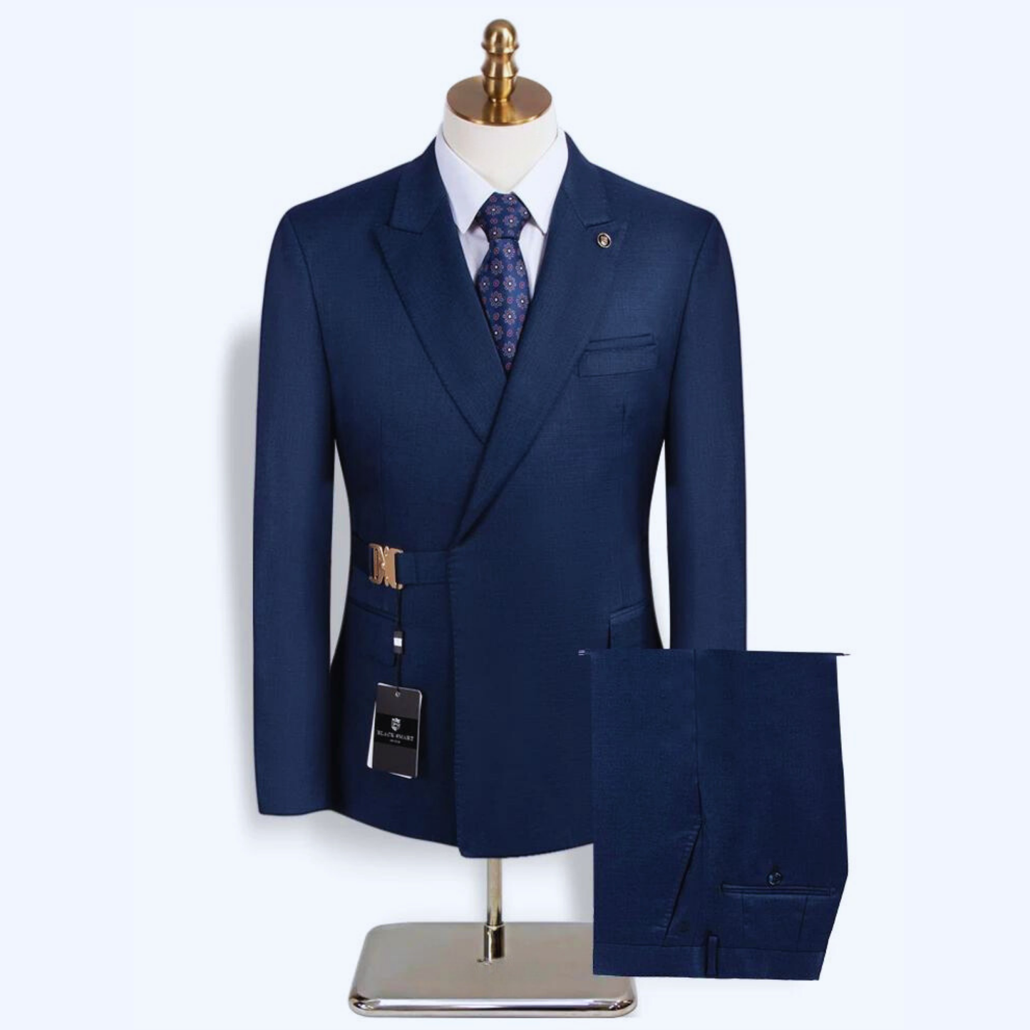 Luxury Notch Lapel Suit Navy Blue