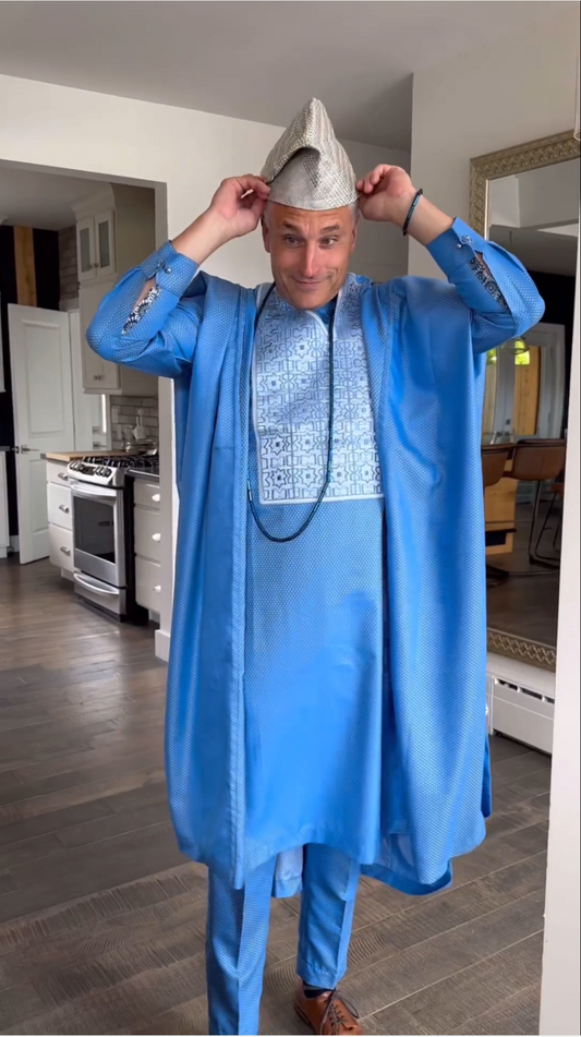 Luxury Sky Blue Agbada for Men