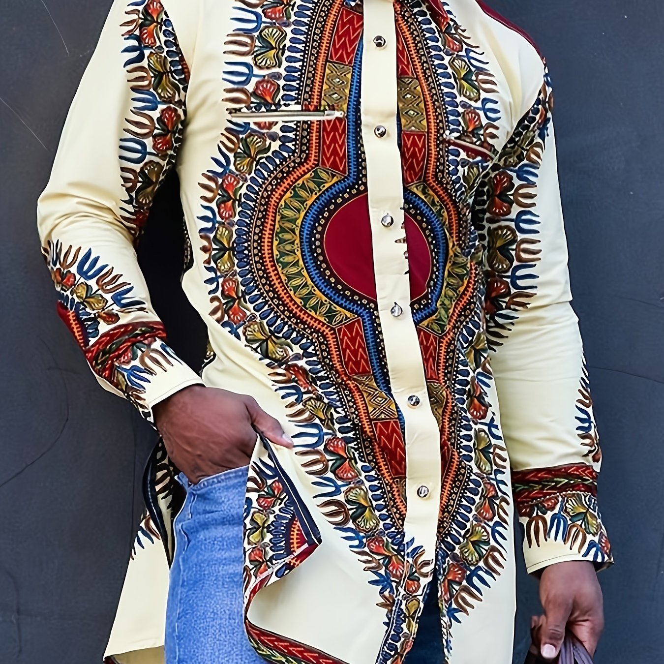 African Men Kaftan Beige Shirt