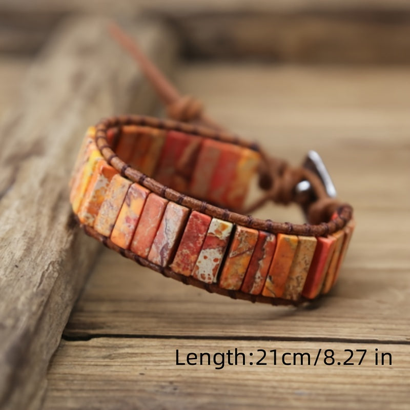 trendy bohemian woven stone bracelet for men