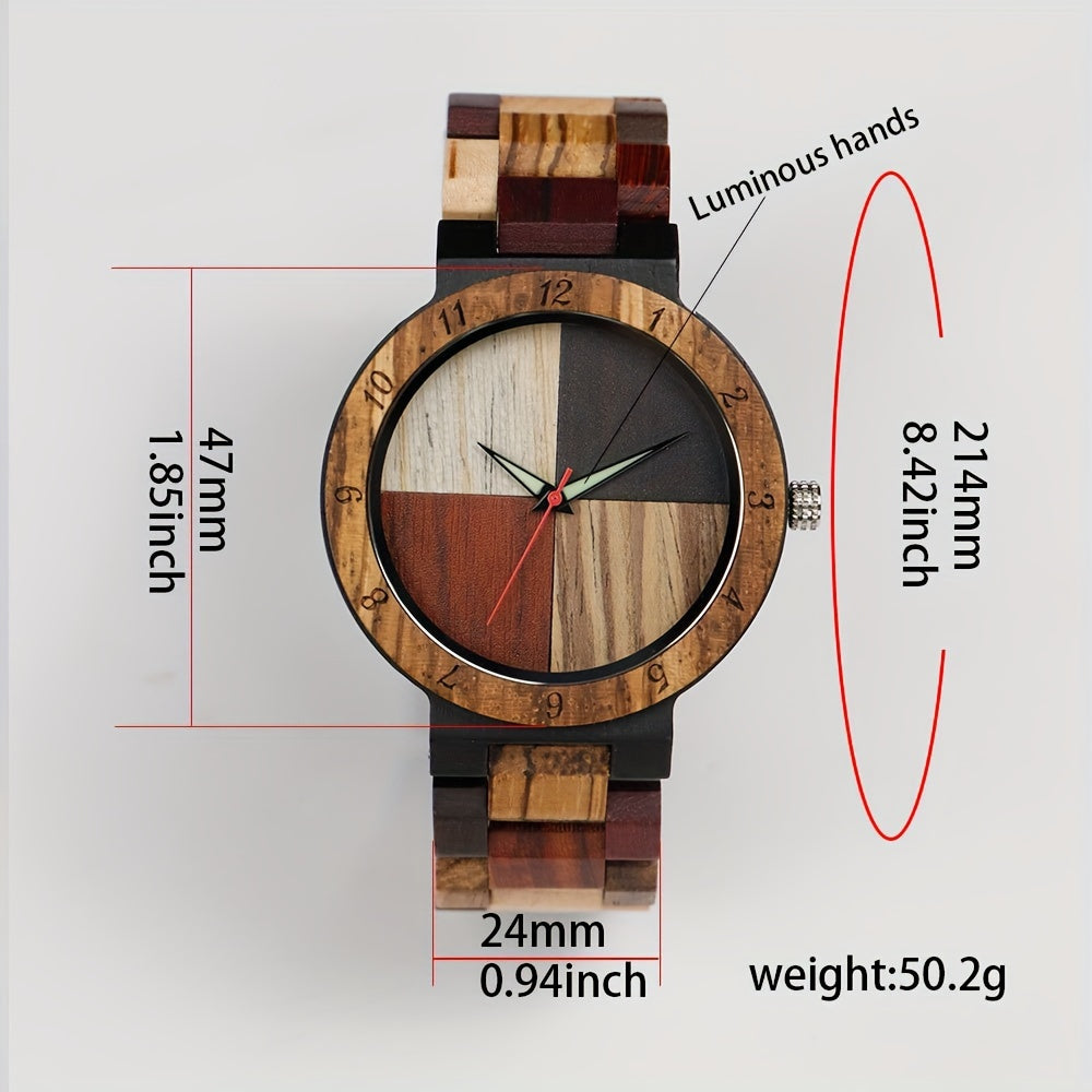 Wooden Panel Quartz Watch for Men | Multicolor