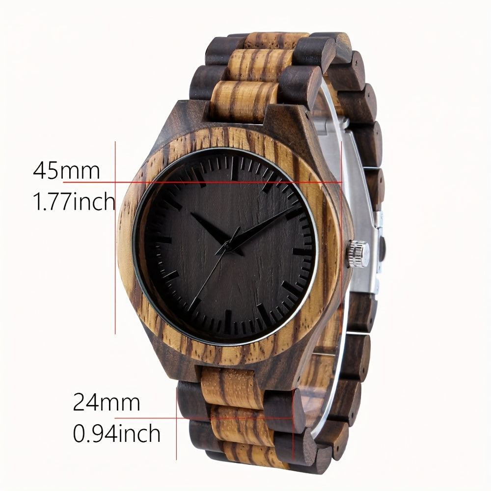 Solid Wood Ebony Watch for Men | Black