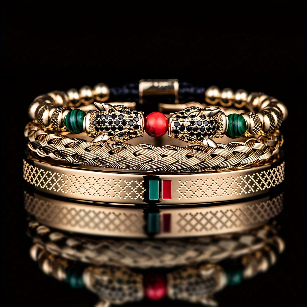 Double Leopard Head Bracelet for Men | Metal