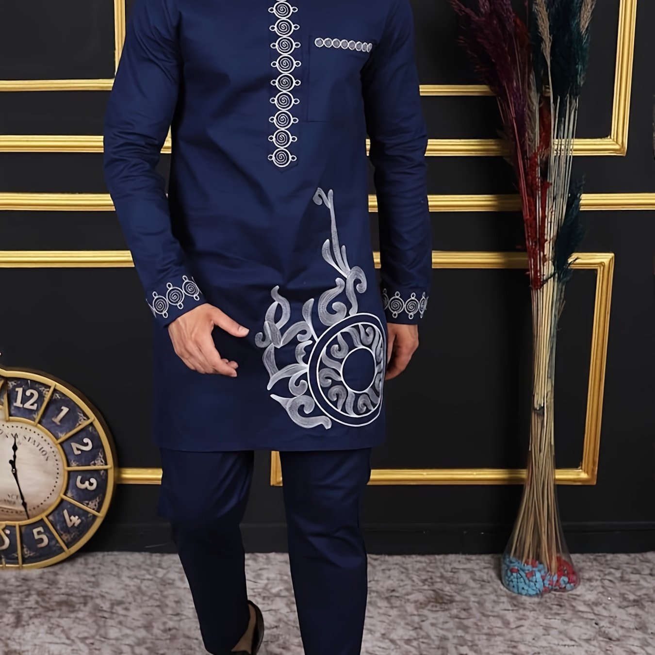 African men's 2-piece set, Dashiki top and pants, Traditional African outfit, Men's ethnic wear, African clothing ensemble