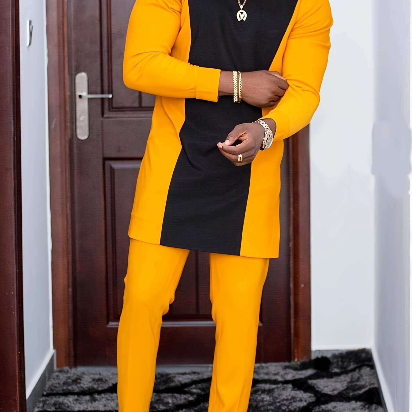 African Men's Kaftan in yellow