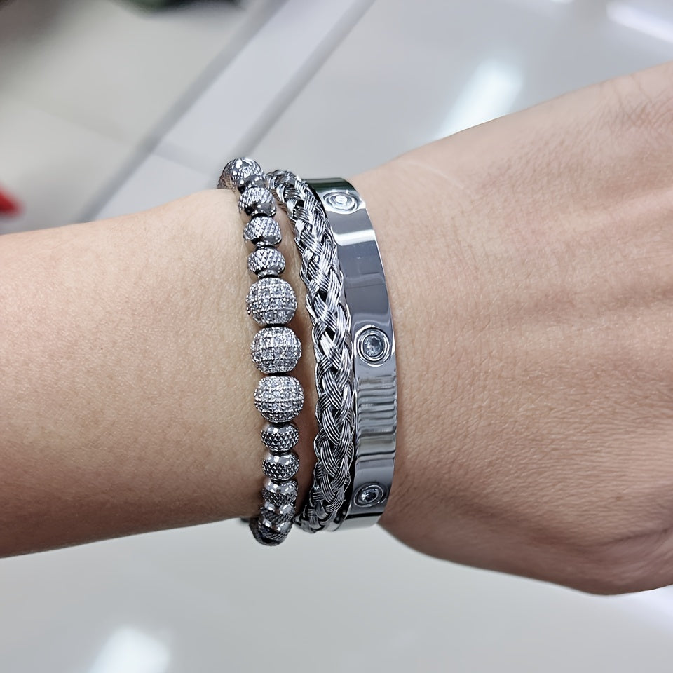 Vibrant Crystal Beaded Bracelets, Men's Fashion Accessories, Couples Jewelry, Enamel Green Red Bangles