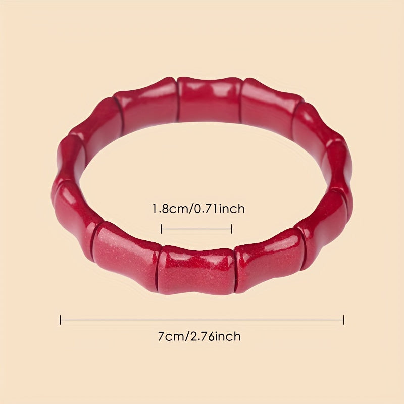 Cinnabar Bamboo Hand Sign Bracelet, Unique Jewelry Gift, Healing Energy, Trendy Fashion