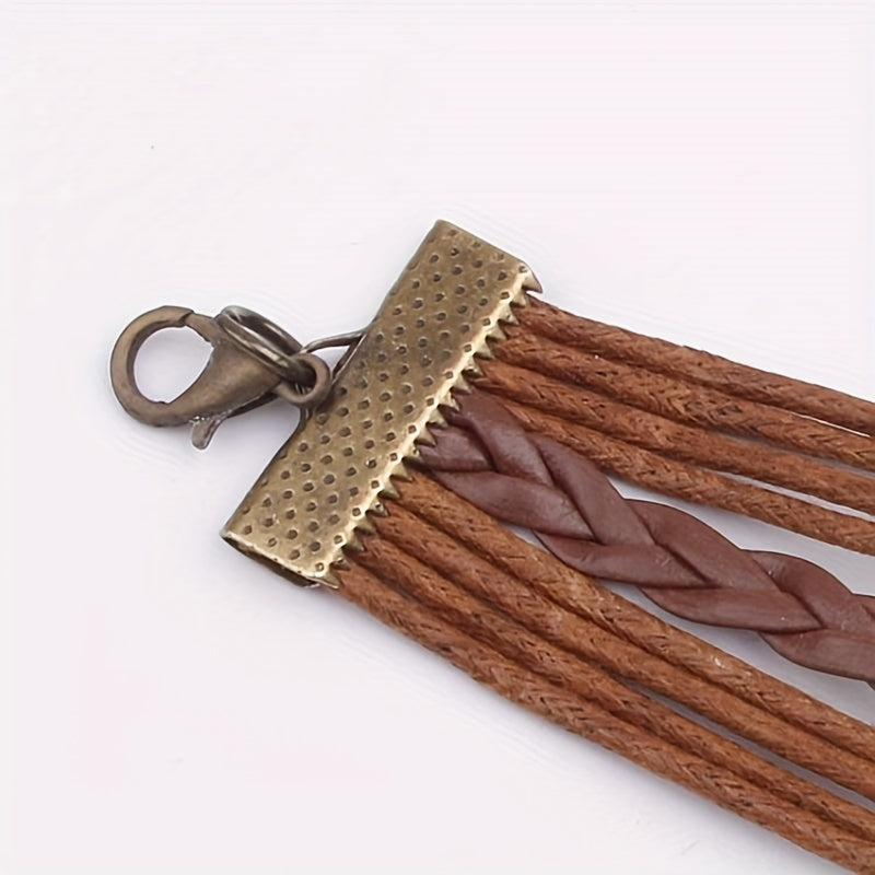 Handwoven bracelet, men's leather bracelet, vintage accessory, meaningful gift, stylish men's accessory