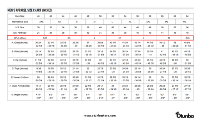 Men's Apparel Size Chart | OTUNBA Luxury Fashion